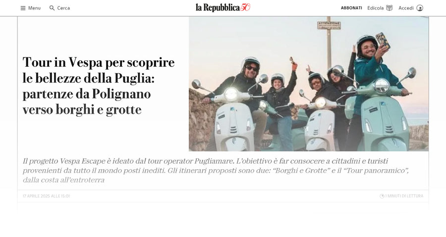 Tour in Vespa per scoprire la Puglia