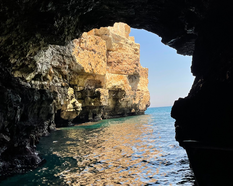 Da Bari: Tour in barca tra le grotte e visita libera di Polignano a Mare